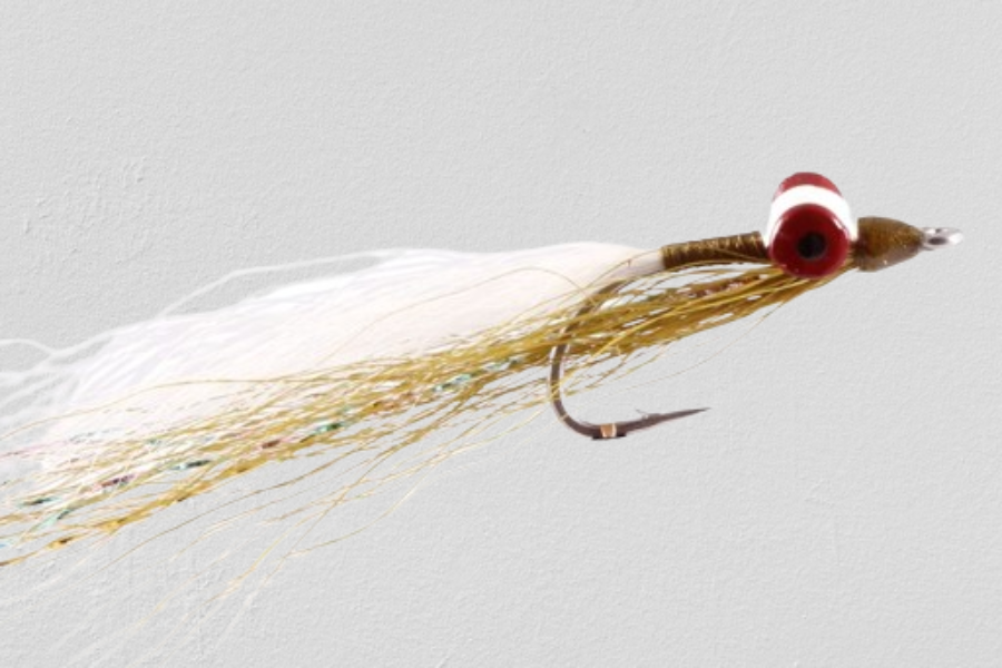 Olive and White Clouser fly